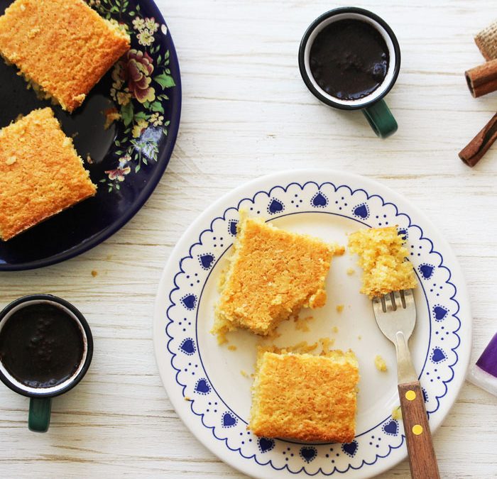 Bolo de milho e coco com Tapioca Akio