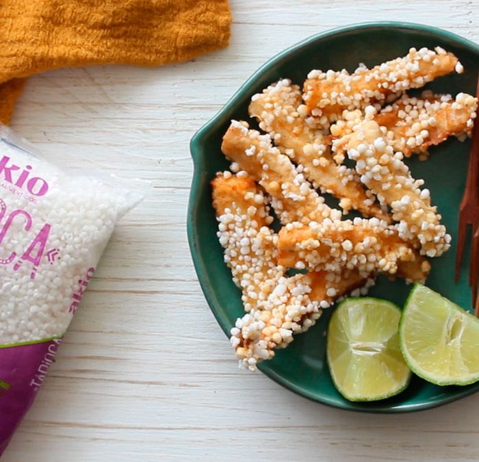 Filé de peixe empanado com Tapioca Granulada Akio