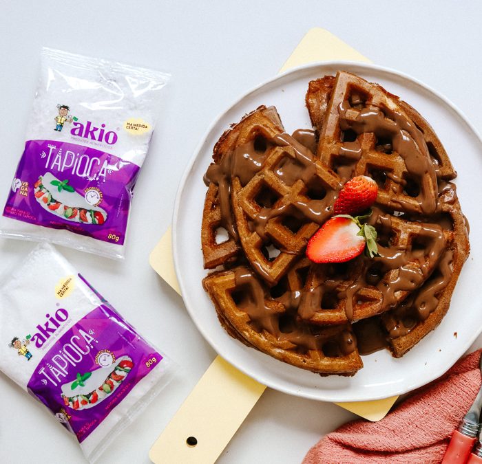 Waffle com Cobertura de Chocolate com Morango