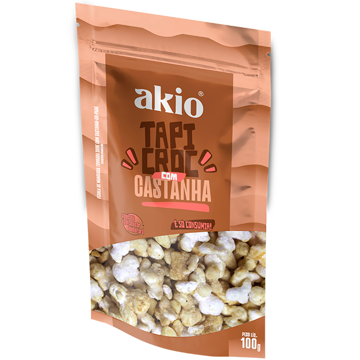snack tapicroc, alimento a base de fécula de mandioca saborizada com castanhas-do-pará